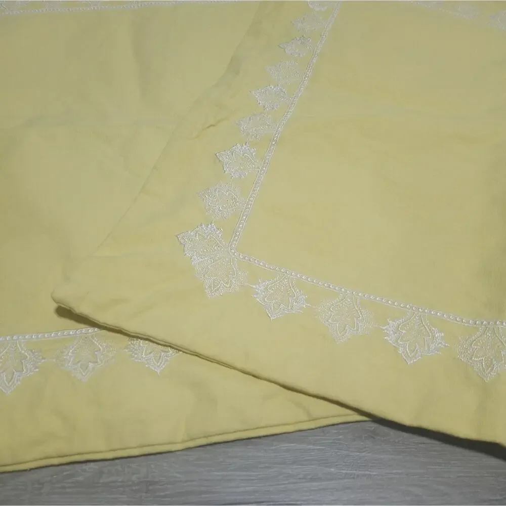 Madison Park 2 Yellow With White Embroidery Pillow Cases 24 X 24